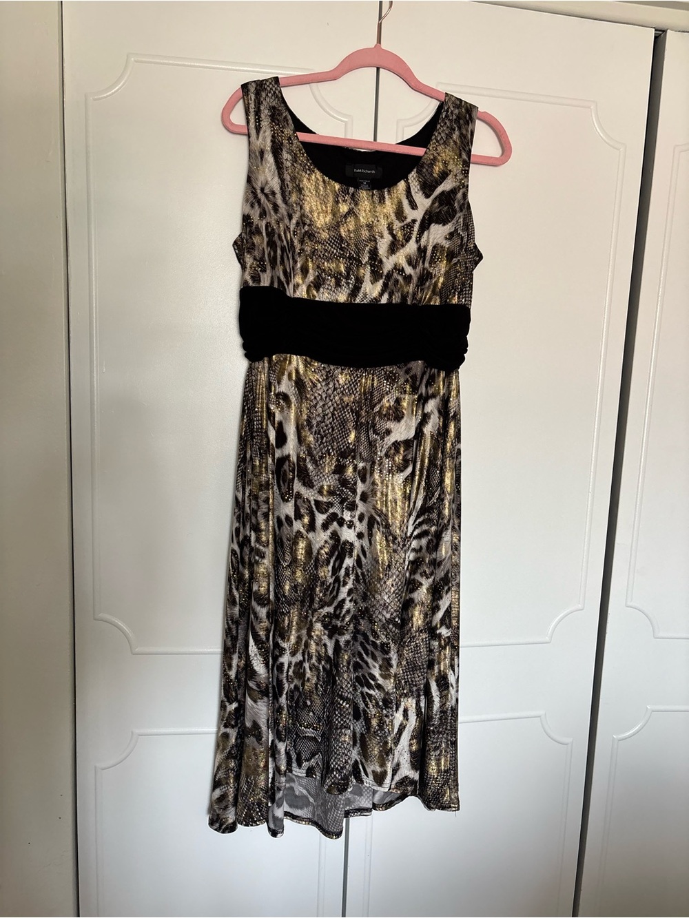 R&M Richards Animal-Print Midi Dress in Gold, Brown, Black, Cream